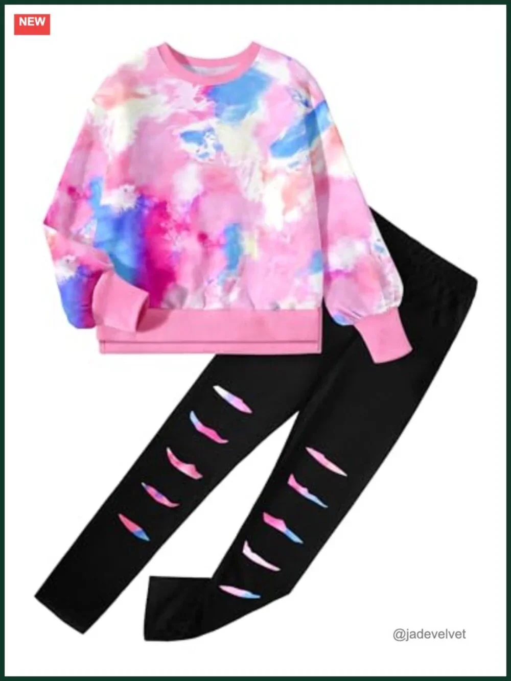 Girls Tie Dye Sweatshirt and Leggings 2 Piece Set Fall Winter Outfit